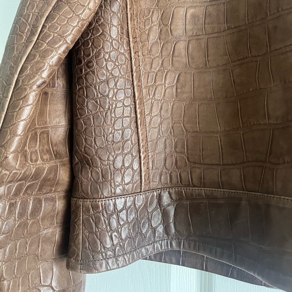 Ralph Lauren Vintage Chestnut Brown Made in Italy Croc-embossed lamb leather - Picture 7 of 9